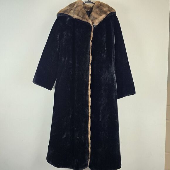 Jackets & Blazers - Borgazia VTG Coat Princess Faux Fur Velvety Soft Hooded Long Sz 14.